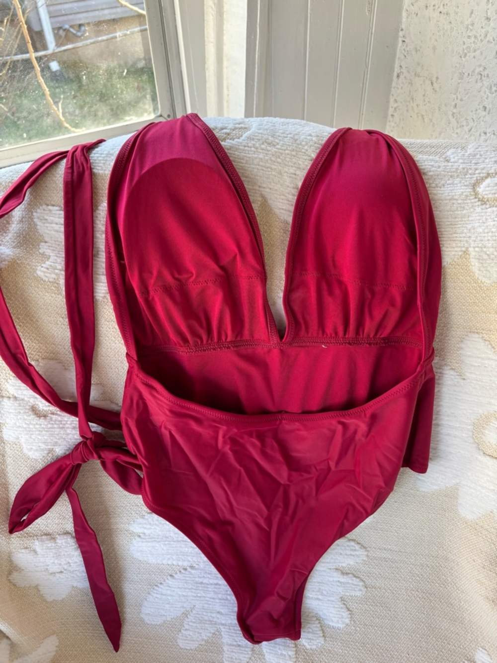 Deep Raspberry Halter One-Piece Swimsuit - Picture 4 of 7